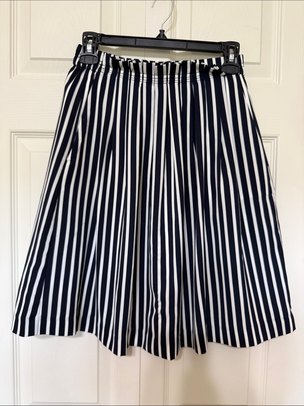 J. Crew Navy and White Striped Circle Skirt